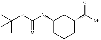 CYCLOHEXANECARBOXYLIC ACID, 3-[[(1,1-DIMETHYLETHOXY)CARBONYL]AMINO]-, (1R,3S)- Struktur