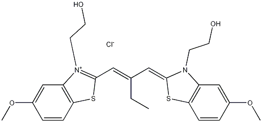 3,3'-Di(2-hydroxyethyl)-5,5'-dimethoxy-9-ethylthiacarbocyanine chloride Struktur