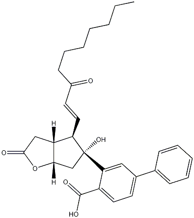 (3aR,4R,5R,6aS)-hexahydro-5-hydroxy-4-(3-oxo-1-decenyl)-2H-cyclopenta[b]furan-2-one 5-(4-Phenylbenzoate) Struktur