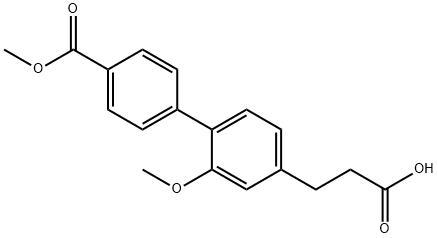 3-(2-methoxy-4'-(methoxycarbonyl)biphenyl-4-yl)propanoic acid Struktur