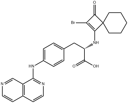 N-(2-Bromo-3-oxospiro[3.5]non-1-en-1-yl)-4-(2,7-naphthyridin-1-ylamino)-L-phenylalanine Struktur