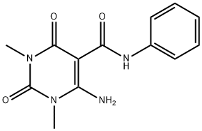 6-Amino-1,2,3,4-tetrahydro-1,3-dimethyl-2,4-dioxo-N-phenyl-5-pyrimidinecarboxamide Struktur