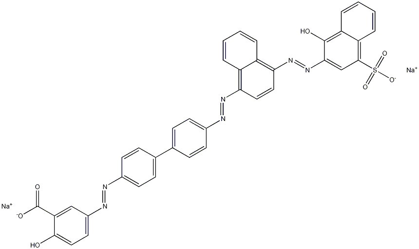 2-Hydroxy-5-[[4'-[[4-[(1-hydroxy-4-sulfo-2-naphtyl)azo]-1-naphtyl]azo]-1,1'-biphenyl-4-yl]azo]benzoic acid disodium salt Struktur