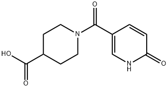 1-[(6-oxo-1,6-dihydropyridin-3-yl)carbonyl]piperidine-4-carboxylic acid Struktur