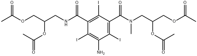 5-Amino-N,N'-bis[2,3-bis(acetyloxy)propyl]-2,4,6-triiodo-N-methyl-1,3-benzenedicarboxamide Struktur