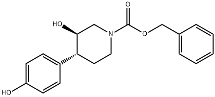 Benzyl(3R,4R)-3-hydroxy-4-(4-hydroxyphenyl)piperidine-1-carboxylate Struktur