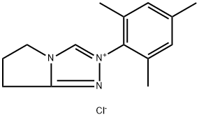 2-(2,4,6-Trimethyl-phenyl)-2,5,6,7-tetrahydro-pyrrolo[2,1-c][1,2,4]triazol-4-ylium chloride Struktur