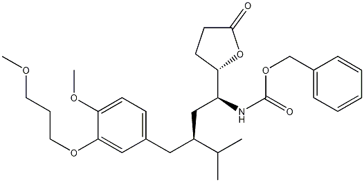 [(1S,3S)-3-[[4-Methoxy-3-(3-methoxypropoxy)phenyl]methyl]-4-methyl-1-[(2S)-tetrahydro-5-oxo-2-furanyl]pentyl]carbamic Acid Benzyl Ester Struktur