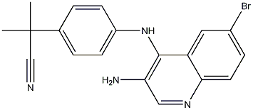 4-[(3-amino-6-bromo-4-quinolinyl)amino]-.alpha.,.alpha.-dimethyl-Benzeneacetonitrile Struktur