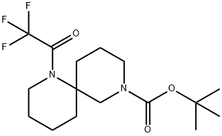 1,8-Diazaspiro[5.5]undecane-8-carboxylic acid, 1-(2,2,2-trifluoroacetyl)-, 1,1-dimethylethyl ester Struktur