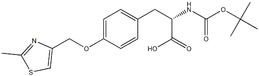 (S)-N-boc-3-[4-((2-methylthiazol-4-yl)methoxy)pheyl]-2-aminopropanoic acid Struktur