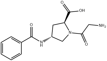 (2S,4R)-1-(2-Aminoacetyl)-4-benzamidopyrrolidine-2-carboxylic acid Struktur