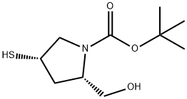 1-Pyrrolidinecarboxylic acid, 2-(hydroxymethyl)-4-mercapto-, 1,1-dimethylethyl ester, (2S,4S)- Struktur