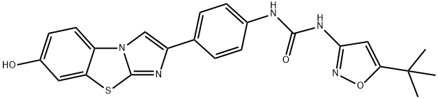 N-[5-(1,1-Dimethylethyl)-3-isoxazolyl]-N'-[4-(7-hydroxyimidazo[2,1-b]benzothiazol-2-yl)phenyl]urea Struktur