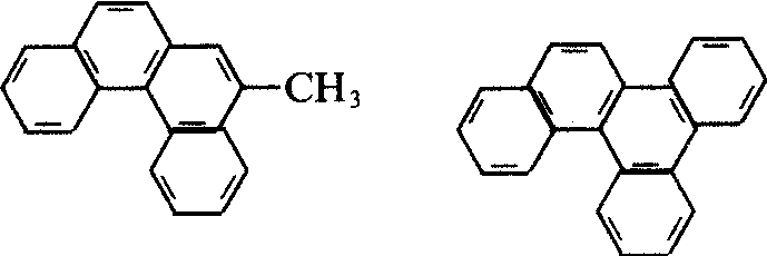 2-甲基-3，4-苯并菲和1，2，3，4-二苯并菲的分子結(jié)構(gòu)式