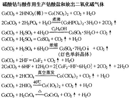 碳酸鈷與酸作用生產(chǎn)鈷酸鹽和放出二氧化碳氣體