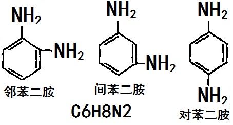 苯二胺3種異構(gòu)體鄰苯二胺、間苯二胺、對苯二胺化學結(jié)構(gòu)式