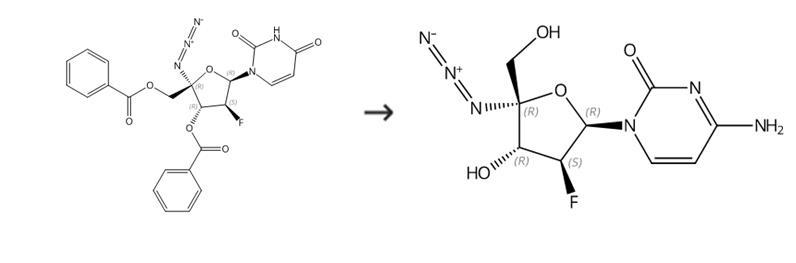 4-氨基-1-(4-C-疊氮基-2-脫氧-2-氟-BETA-D-呋喃阿拉伯糖基)-2(1H)-嘧啶酮的合成路線