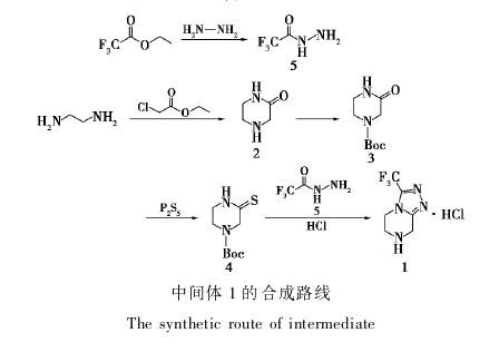 3-(三氟甲基)-5,6,7,8-四氫-[1,2,4]三唑并[4,3-a]吡嗪鹽酸鹽的he'c