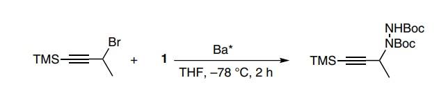 偶氮二甲酸二叔丁酯與γ-三烷基硅基化丙炔鹵化物發(fā)生barbier型丙炔基化反應(yīng).jpg