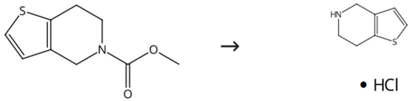 圖2 4，5，6，7-四氫噻吩[3，2-c]吡啶鹽酸鹽的合成路線