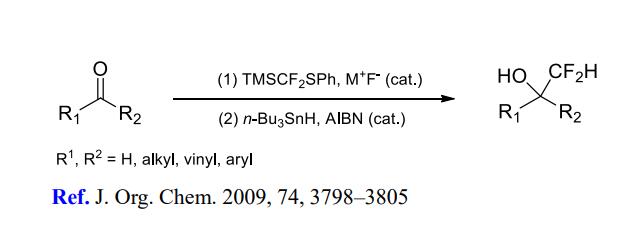 Difluoromethylation of aldehydes and ketones.