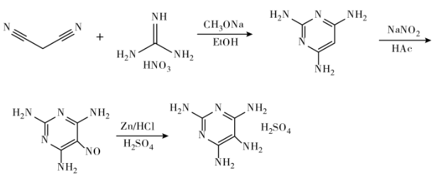 2,4,5,6-四氨基嘧啶硫酸鹽的合成路線