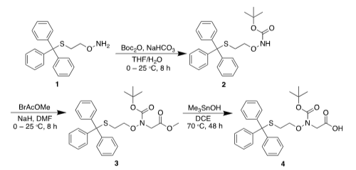 Synthesis of N-Boc-N-(2-(tritylthio)ethoxy)glycine