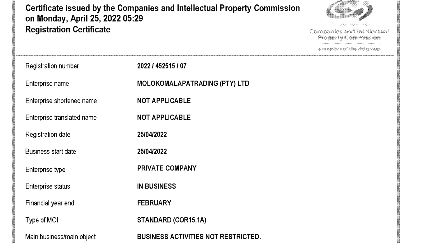 Business License Of EnterpriseLegal Person