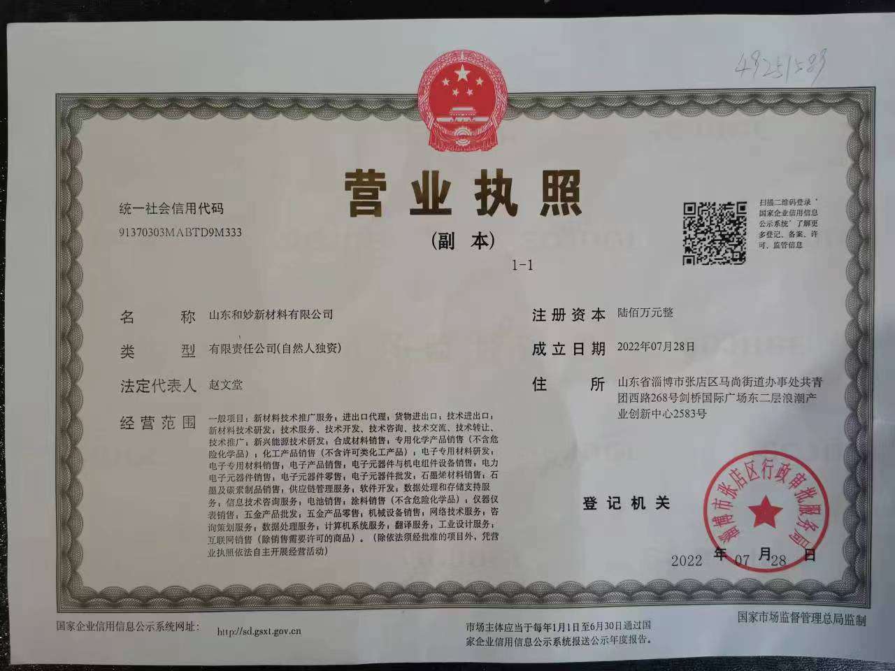 Business License Of EnterpriseLegal Person