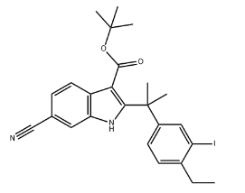 tert-Butyl 6-cyano-2-(2-(4-ethyl-3-iodophenyl)propan-2-yl)-1H-indole-3-carboxylate