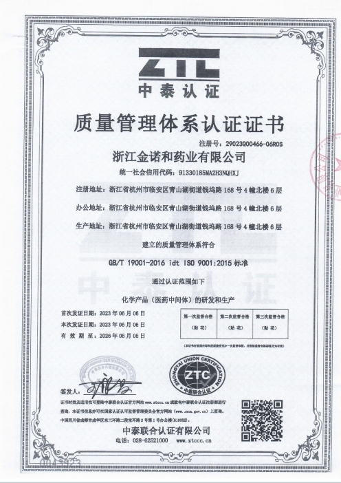 Certificate of accreditation