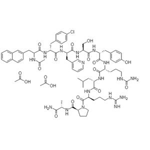 N-Acetyl-3-(2-naphthalenyl)-D-alanyl-4-chloro-D-phenylalanyl-3-(3-pyridinyl)-D-alanyl-L-seryl-L-tyrosyl-N5-(aminocarbonyl)-D-ornithyl-L-leucyl-L-arginyl-L-prolyl-D-alaninamide diacetate