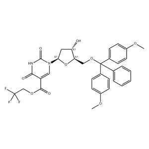 5-Pyrimidinecarboxylic acid, 1-[5-O-[bis(4-methoxyphenyl)phenylmethyl]-2-deoxy-β-D-erythro-pentofuranosyl]-1,2,3,4-tetrahydro-2,4-dioxo-, 2,2,2-trifluoroethyl ester