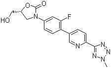 CAS # 856866-72-3, 3-[3-Fluoro-4-[6-(2-methyl-2H-tetrazol-5-yl)-3-pyridinyl]phenyl]-5-(hydroxymethyl)-2-oxazolidinone, Torezolid