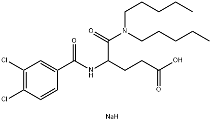 (+/-)-4-([3,4-DICHLOROBENZOYL]AMINO)-5-(DIPENTYLAMINO)-5-OXOPENTANOIC ACID SODIUM Struktur