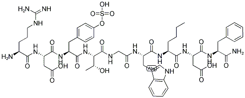 H-ARG-ASP-TYR(SO3H)-THR-GLY-TRP-NLE-ASP-PHE-NH2 Struktur