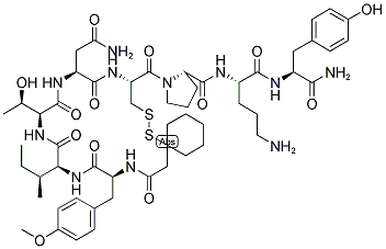 BETA-MERCAPTO-BETA,BETA-CYCLOPENTAMETHYLENE-PROPIONYL-TYR(ME)-ILE-THR-ASN-CYS-PRO-ORN-TYR-NH2 Struktur