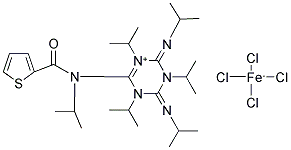 1,3,5-(TRIISOPROPYL)-4,5-DIISOPROPYLIMINO-2-(THIEN-2-YLCARBOXAMIDO-N-ISOPROPYL)-1,3,5-TRIAZOLINE TETRACHLOROFERRATE Struktur