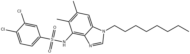 3,4-DICHLORO-N-(5,6-DIMETHYL-1-OCTYL-1H-1,3-BENZIMIDAZOL-4-YL)BENZENESULFONAMIDE Struktur