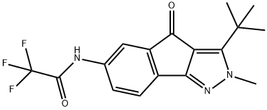 N-(3-(TERT-BUTYL)-2-METHYL-4-OXOINDENO[3,2-C]PYRAZOL-6-YL)-2,2,2-TRIFLUOROETHANAMIDE Struktur