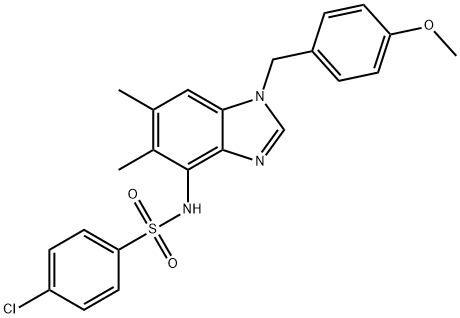 4-CHLORO-N-[1-(4-METHOXYBENZYL)-5,6-DIMETHYL-1H-1,3-BENZIMIDAZOL-4-YL]BENZENESULFONAMIDE Struktur