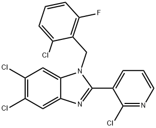 5,6-DICHLORO-1-(2-CHLORO-6-FLUOROBENZYL)-2-(2-CHLORO-3-PYRIDINYL)-1H-1,3-BENZIMIDAZOLE Struktur