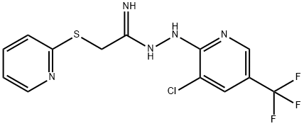 N'-[3-CHLORO-5-(TRIFLUOROMETHYL)-2-PYRIDINYL]-2-(2-PYRIDINYLSULFANYL)ETHANEHYDRAZONAMIDE Struktur