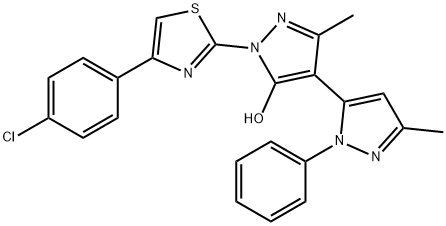 3,3'-DIMETHYL-1-(4-(4-CHLOROPHENYL)-2-THIAZOLYL)-1'-PHENYL-5-HYDROXY[4,4']-BIPRAZOL Struktur