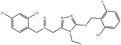 (5-[(2-CHLORO-6-FLUOROBENZYL)SULFANYL]-4-ETHYL-4H-1,2,4-TRIAZOL-3-YL)METHYL 2,4-DICHLOROBENZYL SULFOXIDE Struktur