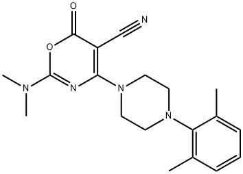 2-(DIMETHYLAMINO)-4-[4-(2,6-DIMETHYLPHENYL)PIPERAZINO]-6-OXO-6H-1,3-OXAZINE-5-CARBONITRILE Struktur