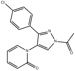 1-[1-ACETYL-3-(4-CHLOROPHENYL)-1H-PYRAZOL-4-YL]-2(1H)-PYRIDINONE Struktur