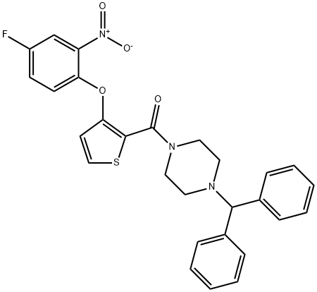 (4-BENZHYDRYLPIPERAZINO)[3-(4-FLUORO-2-NITROPHENOXY)-2-THIENYL]METHANONE Struktur