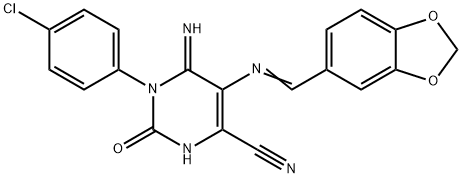 5-(1-AZA-2-BENZO[3,4-D]1,3-DIOXOLEN-5-YLVINYL)-3-(4-CHLOROPHENYL)-4-IMINO-2-OXO-1H-1,3-DIAZINE-6-CARBONITRILE Struktur